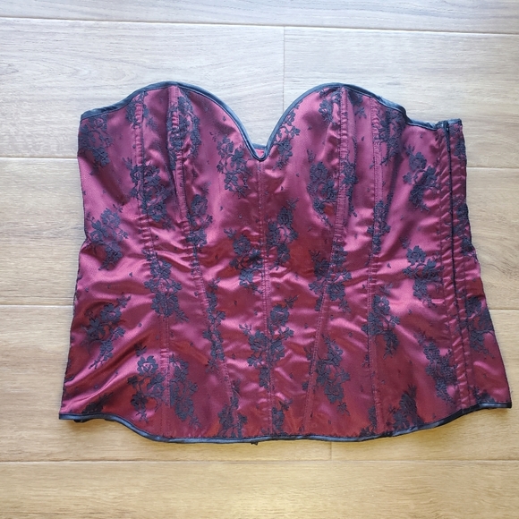 Shirley of Hollywood Lace Overlay Satin Corset - Picture 1 of 6